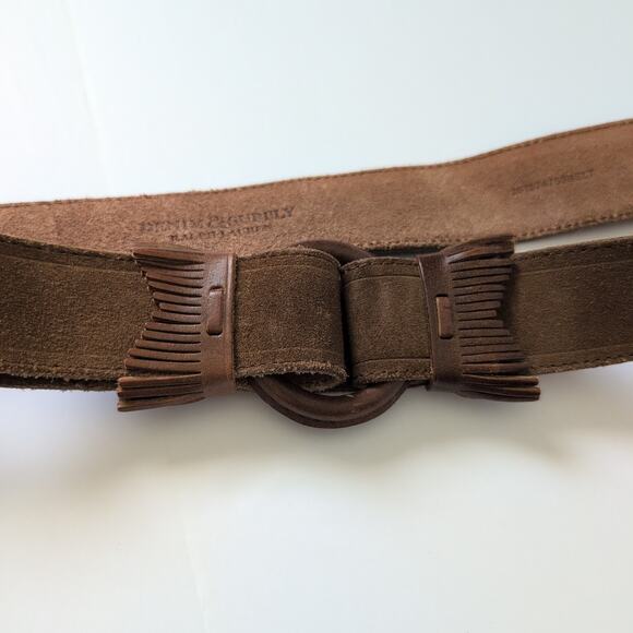 Denim & Supply Ralph Lauren Leather Fringe Belt - Brown - Size Large Adjustable - Picture 1 of 14